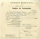Registo de velocípede com o nº 3333, em nome de Maria Vieira da Conceição Ferreira, moradora em Mem Martins.
