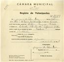 Registo de velocípede de marca Windsor, com o nº 3279, em nome de Joaquim da Silva Reis, morador em Algueirão.