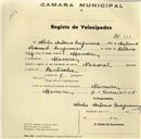 Registo de velocípede de marca Nacional, com o nº 308, em nome de Abílio António Sanjoanico, morador em Maceira.