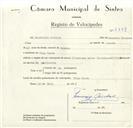 Registo de velocípede de marca Vilar, com o nº 8888, em nome de Francisco Nicolau, morador em Vila Verde.