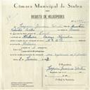Registo de velocípede com o nº 5495, em nome de Joaquim Jeronimo Valentim, morador em Abelheira.