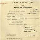 Registo de velocípede de marca Cicles R.P., com o nº 2580, em nome de Júlio Vicente Henrique Santos, morador em Cabriz.
