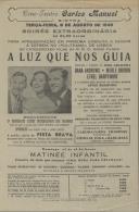 Programa do filme "A Luz que nos Guia", produção e direção de John Cromwell, Dana Andrews, Merle Oberon e Ethel Barrymore. 

