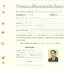 Registo de matricula de cocheiro profissional em nome de José de Amorim, morador em Sintra, com o nº de inscrição 1210.