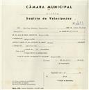 Registo de velocípede com o nº 4483, em nome de Carlos Mendes Cascalho, morador em Algueirão.