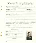 Registo de matricula de veículos de tração animal em nome de Fernando de Jesus Vicente, morador em Queluz, com o nº de inscrição 1997.