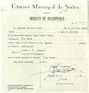 Registo de velocípede com o nº 8309, em nome de Armindo Tojeira Pires, morador em Vila Verde.