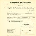 Registo de um veiculo de duas rodas tirado por um animal de espécie muar destinado a transporte de mercadorias em nome de José dos Santos, morador em Belas.