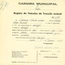 Registo de um veiculo de duas rodas tirado por dois animais de espécie muar destinado a transporte de mercadorias em nome de Eduardo Silvestre Nunes, morador no Mucifal.