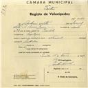 Registo de velocípede de marca Nacional, com o nº 4064, em nome de António Neto, morador em Pexilgais.