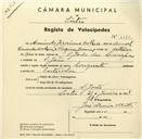Registo de velocípede com o nº 3360, em nome de Armindo Jeronimo dos Reis, morador em S. João das Lampas.