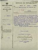 Ofício dirigido ao Administrador do Concelho de Sintra, proveniente do Chefe da 3ª Repartição da Secção de Cadastro de Armamento, Major Manuel A. Marques, solicitando com urgência a devolução das fichas substituídas de Manuel Antunes da Silva e Augusto Lourenço.