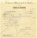 Registo de velocípede de marca Raio, com o nº 7187, em nome de Manuel Duarte Raio, morador em Sintra.