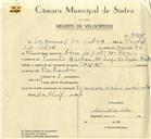 Registo de velocípede de marca HWM, com o nº 9968, em nome de Manuel da Silva, morador em Pensão Adelaide, Sintra.