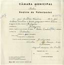 Registo de velocípede de marca Cycles Pombal com motor, com o nº 5093, em nome de José António Faustino, morador em Godigana.