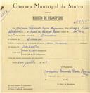 Registo de velocípede com o nº 6545, em nome de Joaquim Fernando Barra Maximiano, morador em Lameiras.