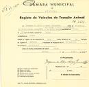 Registo de um veiculo de duas rodas tirado por um animal de espécie asinina destinado a transporte de mercadorias em nome de Joaquim da Silva e Sousa Guimarães, morador em Belas.