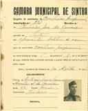 Registo de matricula de cocheiro profissional em nome de Frederico José de Carvalho, morador em Sintra, com o nº de inscrição 723.