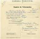 Registo de velocípede de marca Raleigh, com o nº 1804, em nome de José Manuel Anahory, morador em Cacém.