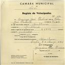 Registo de velocípede com o nº 1135, em nome de Domingos José Paulino, morador em Montelavar.