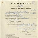Registo de velocípede com o nº 4399, em nome de Fernando António Gonçalves Rodrigues, morador em Mem Martins.