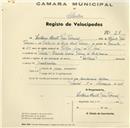 Registo de velocípede de marca Milano, com o nº 28, em nome de António Bento Luís Torres, morador em Sintra.