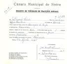 Registo de um veiculo de duas rodas tirado por um animal de espécie muar destinado a transporte de mercadorias em nome de José Duarte Simões, morador em Camarões.