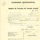 Registo de um veiculo de duas rodas tirado por um animal de espécie muar destinado a transporte de mercadorias em nome de José Rabino Pedroso, morador no Mucifal.