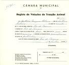 Registo de um veiculo de duas rodas tirado por um animal de espécie asinina destinado a transporte de mercadorias em nome de António Marques Ribeiro, morador em Rio de Mouro.