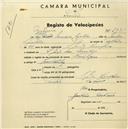 Registo de velocípede de marca Olympique, com o nº 2335, em nome de Teotónio Maceira Caetano, morador em S. João das Lampas.