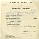 Registo de velocípede com o nº 3469, em nome de Miguel Vicente Graça, morador em Assafora.