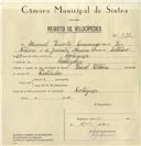 Registo de velocípede de marca Famel, com o nº 8178, em nome de Manuel Duarte Saramago, morador em Cortegaça.