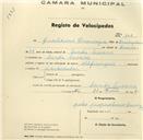 Registo de velocípede com o nº 306, em nome de Gualdino Domingos, morador em Santa Susana.