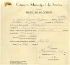 Registo de velocípede de marca Nacional, com o nº 9993, em nome de Alfredo Sequeira de Jesus, morador em Mucifal.
