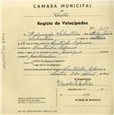 Registo de velocípede com o nº 1627, em nome de Eduardo Sebastião, morador em Coutinho Afonso.