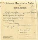 Registo de velocípede com o nº 7198, em nome de Tomé dos Santos, morador em Covas, Rio de Mouro.