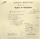 Registo de velocípede com o nº 2725, em nome de João António Félix Correia, morador em Banzão.