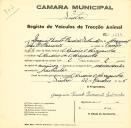 Registo de um veiculo de duas rodas tirado por dois animais de espécie asinina destinado a transporte de mercadorias em nome de Joaquim Duarte Barreirão, morador no Arneiro da Arreganha.