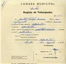 Registo de velocípede com o nº 3171, em nome de Gentil Filipe Adrião, morador em Alpolentim.