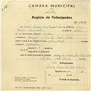 Registo de velocípede de marca Oriental, com o nº 2475, em nome de Maria Luísa de Campos Soromenho, moradora em vivenda Bela Vista - Banzão.