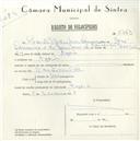 Registo de velocípede com o nº 5763, em nome de Romão Rodrigues Lourenço, morador em Azoia.