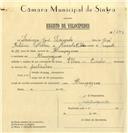 Registo de velocípede de marca Vilar-Cuciolo, com o nº 6749, em nome de Domingos José Louçada, morador em Almoçageme.