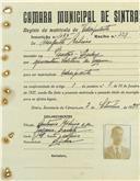 Registo de matricula de velocipedista em nome de Augusto Ribeiro, morador no Pendão, com o nº de inscrição 1035.