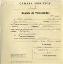 Registo de velocípede de marca Nacional, com o nº 1145, em nome de João Monteiro, morador em Catribana.