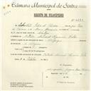 Registo de velocípede de marca Olympique, com o nº 4880, em nome de Sebastião Pedro de Oliveira, morador em Algueirão Velho.
