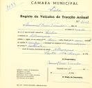 Registo de um veiculo de duas rodas tirado por um animal de espécie cavalar destinado a transporte de mercadorias em nome de Manuel Freire Torrado, morador em Albarraque.