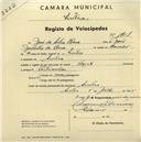 Registo de velocípede com o nº 1918, em nome de José da Silva Rosa, morador em Sintra.