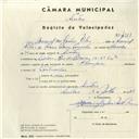 Registo de velocípede de marca Champion, com o nº 4301, em nome de Marcial dos Santos Vilas, morador em Rua das Padarias, nº 19, Sintra.