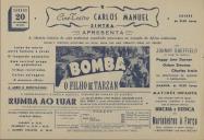 Programa do filme "Bomba o Filho de Tarzan" com a participação de Johnny Sheffield, Peggy Ann Garner e Charles Irwin.