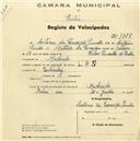Registo de velocípede de marca L.R.S., com o nº 1987, em nome de António da Conceição Simões, morador em Machado.